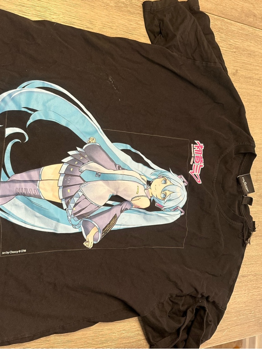 Hatsune Miku Black Graphic Tee - Anime Character Short Sleeve